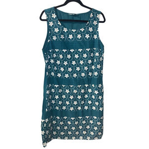 RJR Rocha John Rocha Womens Retro Embroidered Teal Shift Sun Dress Size 12 US